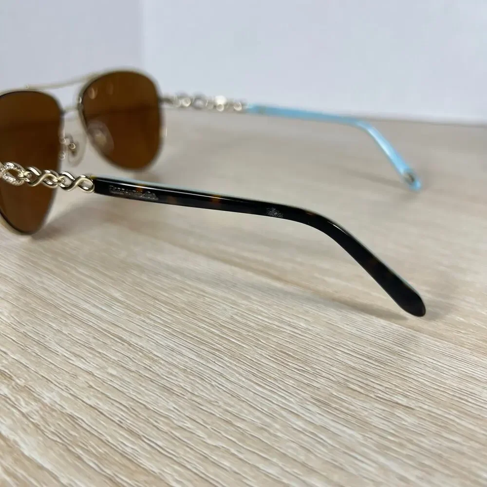 Tiffany & Co TF3049-B 6091/64 Sunglasses Pilot Gold Frames READ DESC 58-12-140